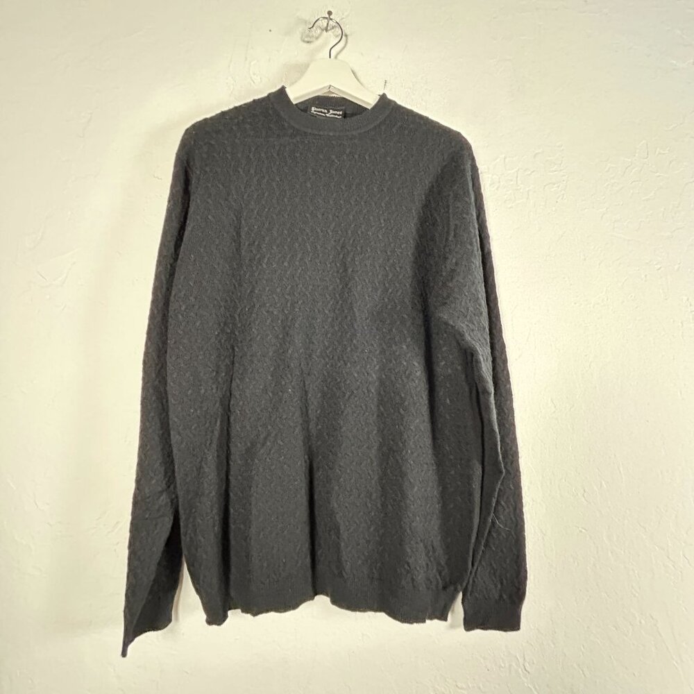 Patrick James Signature Mens Silk Cashmere Cable Knit Sweater Medium Black